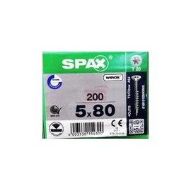 0191010500803   Spax T-Star Plus   Tornillo Spax Para Madera Torx 5 X 80 Mm, Media Cuerda T20