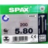 0191010500803   Spax T-Star Plus   Tornillo Spax Para Madera Torx 5 X 80 Mm, Media Cuerda T20